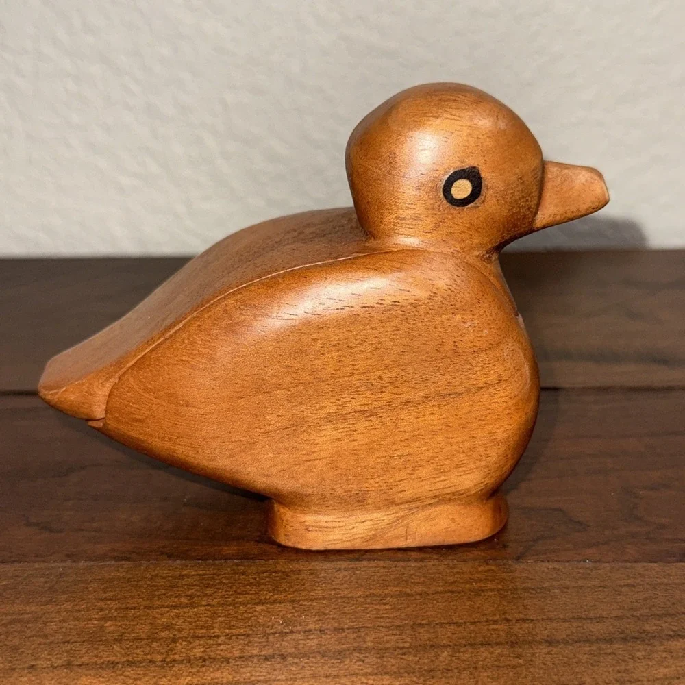 Wooden Duck Hidden Box, Decor, Jewelry Or Coin/Cash Box, Natural Wood